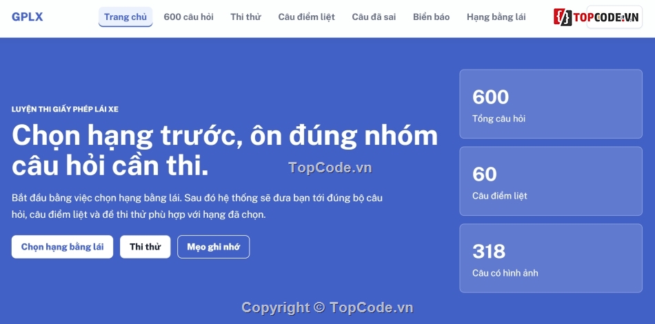 ôn thi GPLX,ReactJS,NodeJS,MongoDB,website,Source website